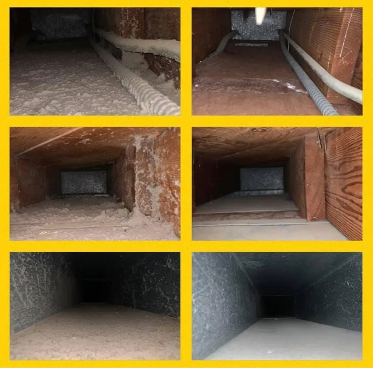 Before and after air duct cleaning in an East Metro home